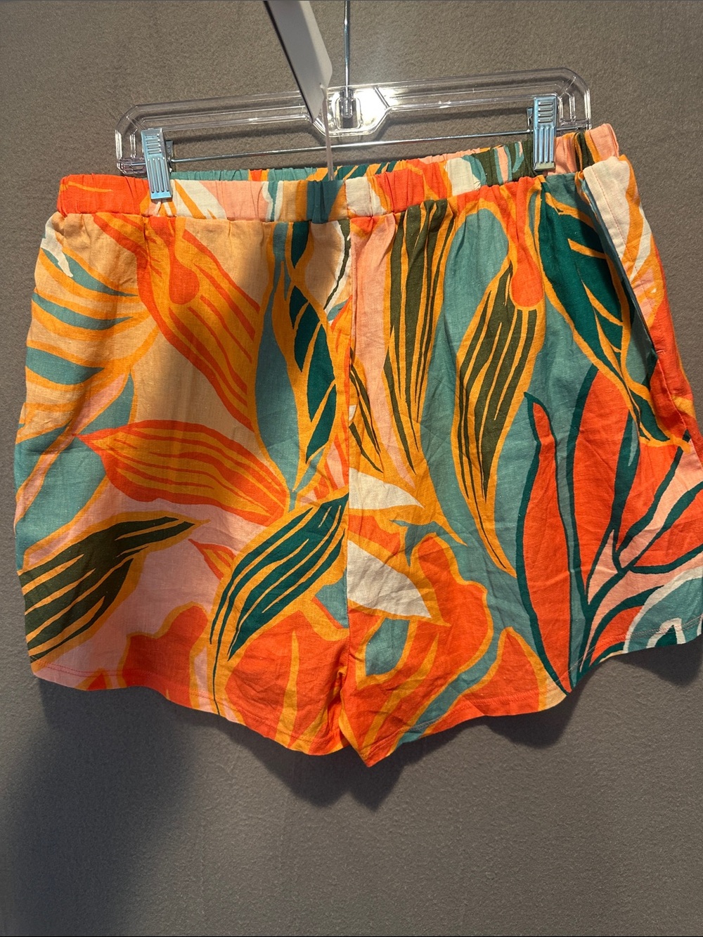 Vitamin A Tropical Button-Down Shirt and Matching Shorts in Orange, Teal & Pink - Picture 6 of 9